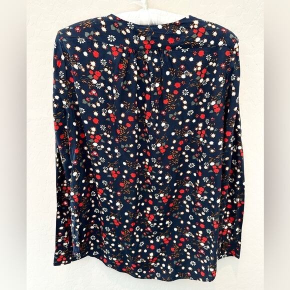 LEVI’S | Navy Floral Blouse Whimsical Print Long Sleeve Button Top | Size Small - Picture 4 of 7